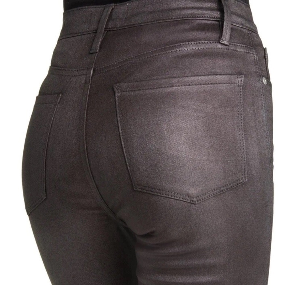 FRAME Le Sylvie Slender Straight Dark Choclate Brown Wax Coated Denim Jeans 26 - Picture 5 of 10